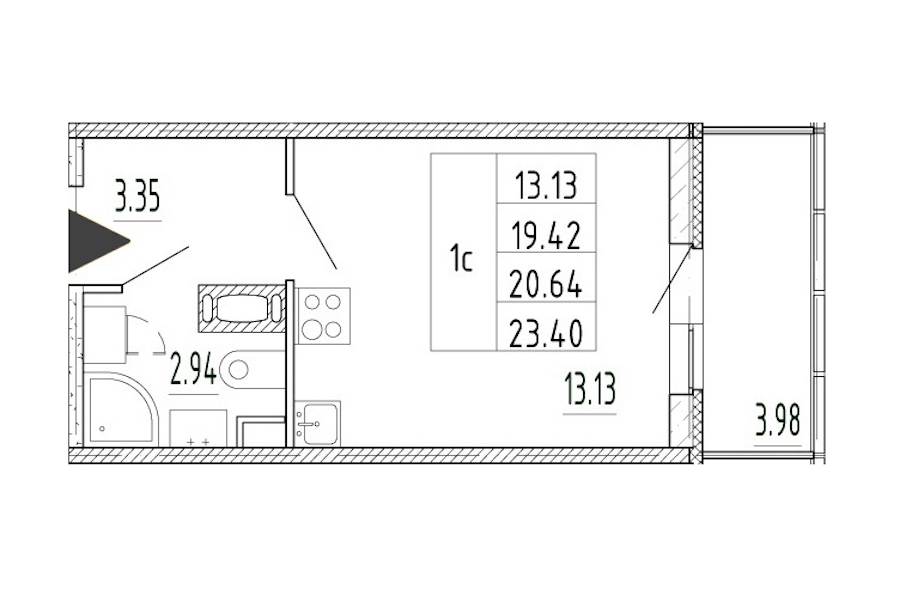 Квартира студия 19.42 м², 6/13 эт., ЖК «Полис Приморский 2»